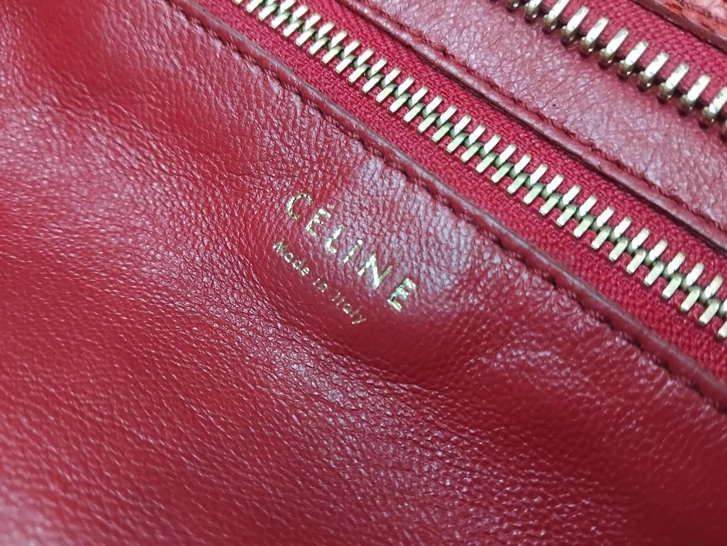 Celine Python Snakeskin Luggage Envelope Tote Bag Orange