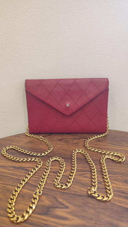 Chanel Vintage Envelope Wallet Red Lambskin Series 3
