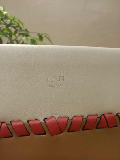 Fendi White Whipstitch Runaway Leather Satchel Bag