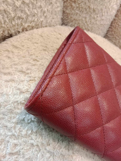 Chanel Long Flap Wallet Caviar Burgundy Series 25