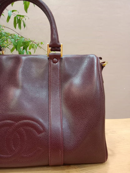 Chanel Boston Bag Burgundy Caviar Series 2