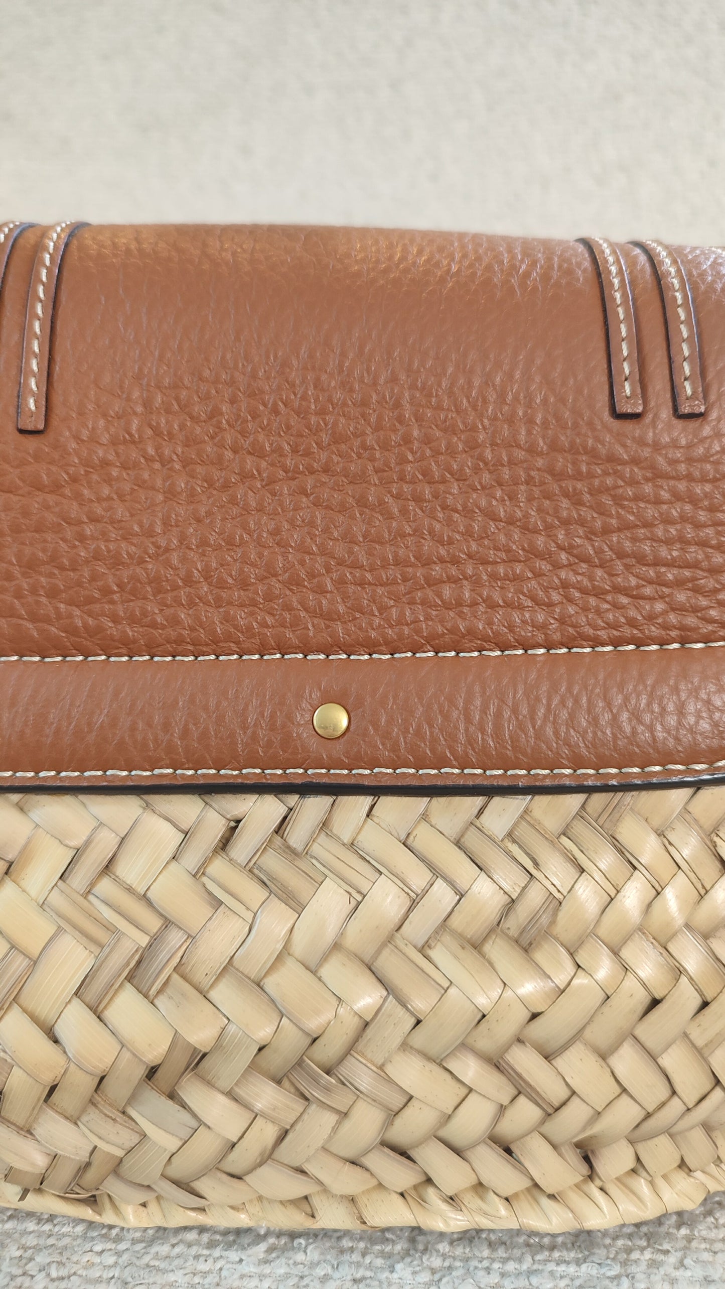 Chloe Marcie Small Raffia Basket Brown Bag