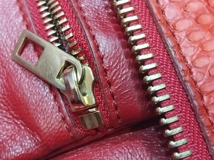 Celine Python Snakeskin Luggage Envelope Tote Bag Orange