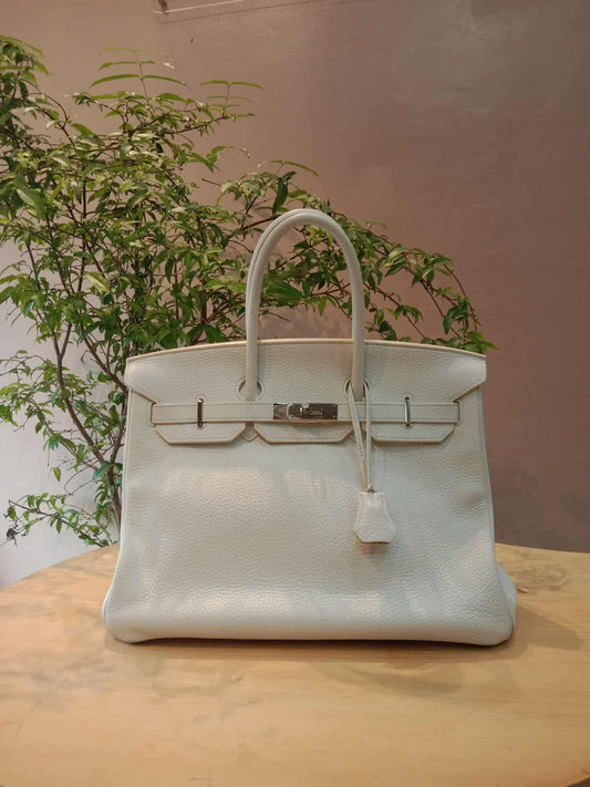 Hermes Birkin 35 White Clemence Stamp N Square 2010