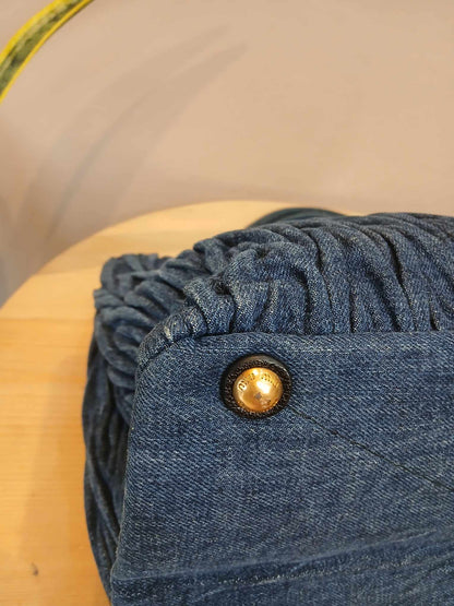 Miu Miu Matelasse Denim Tote Blue