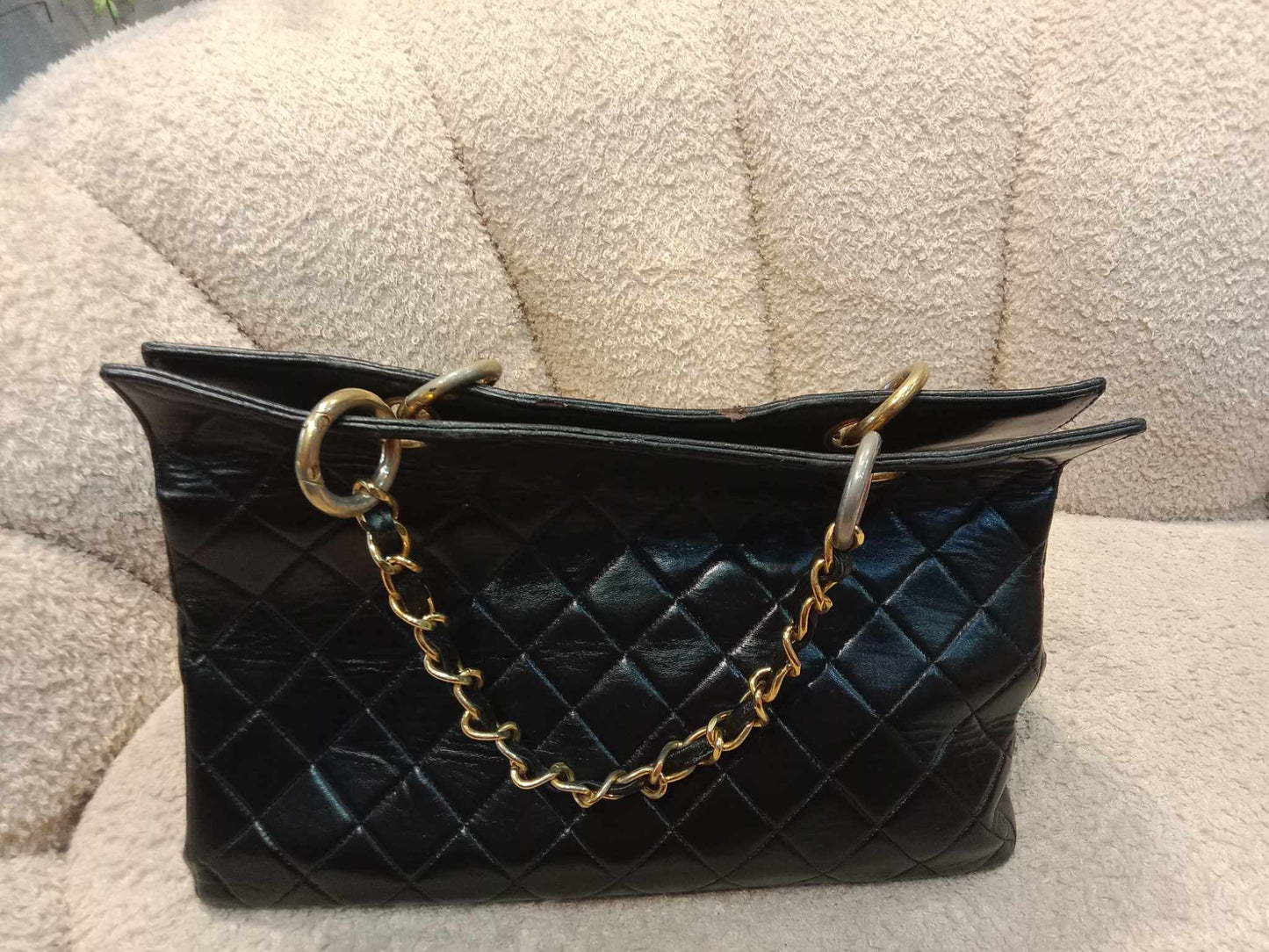 Chanel Vintage Timeless Shopping Tote Quilted Lambskin Black Series 4