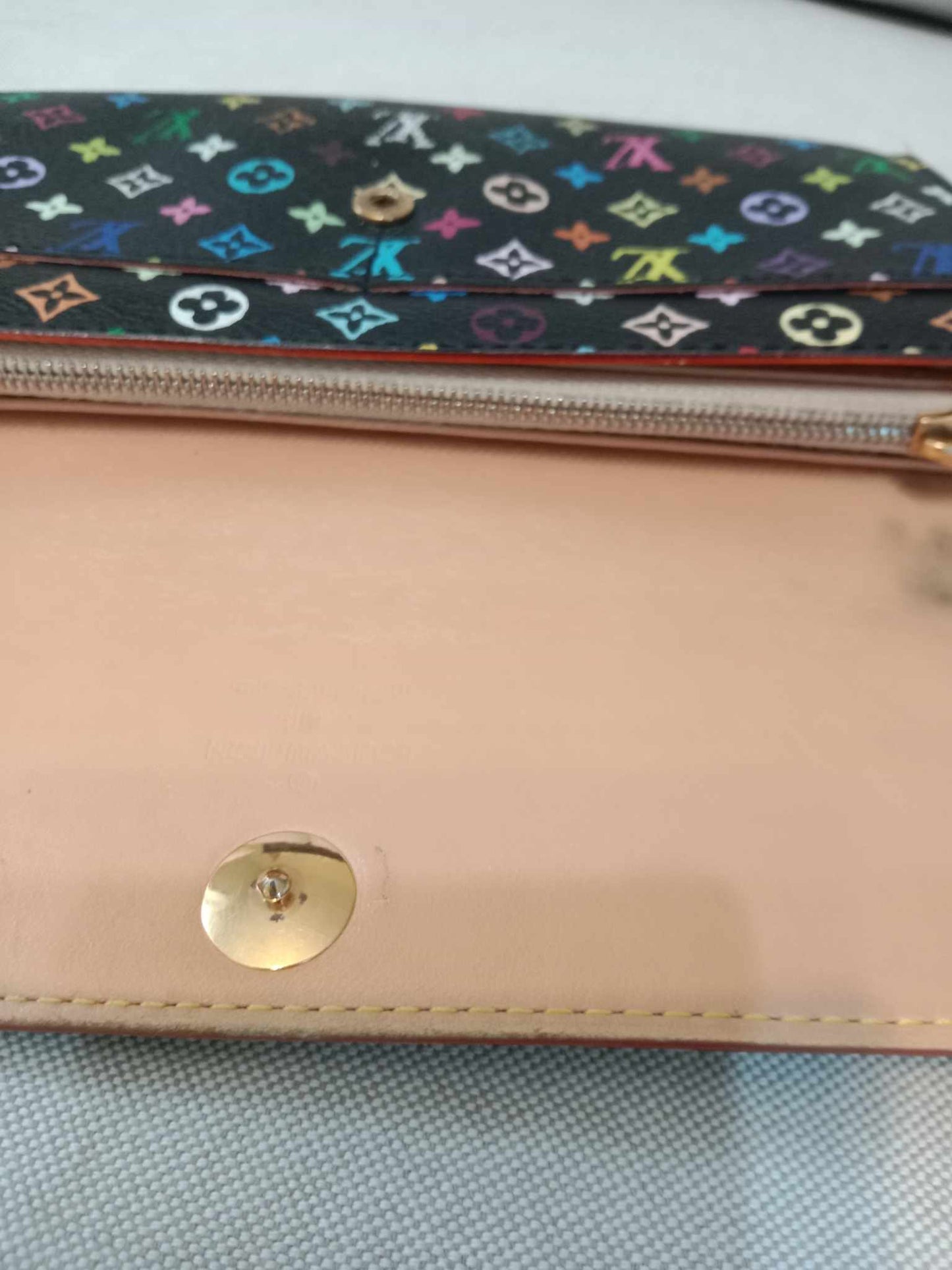 Louis Vuitton Multicolor Black Long Button Wallet