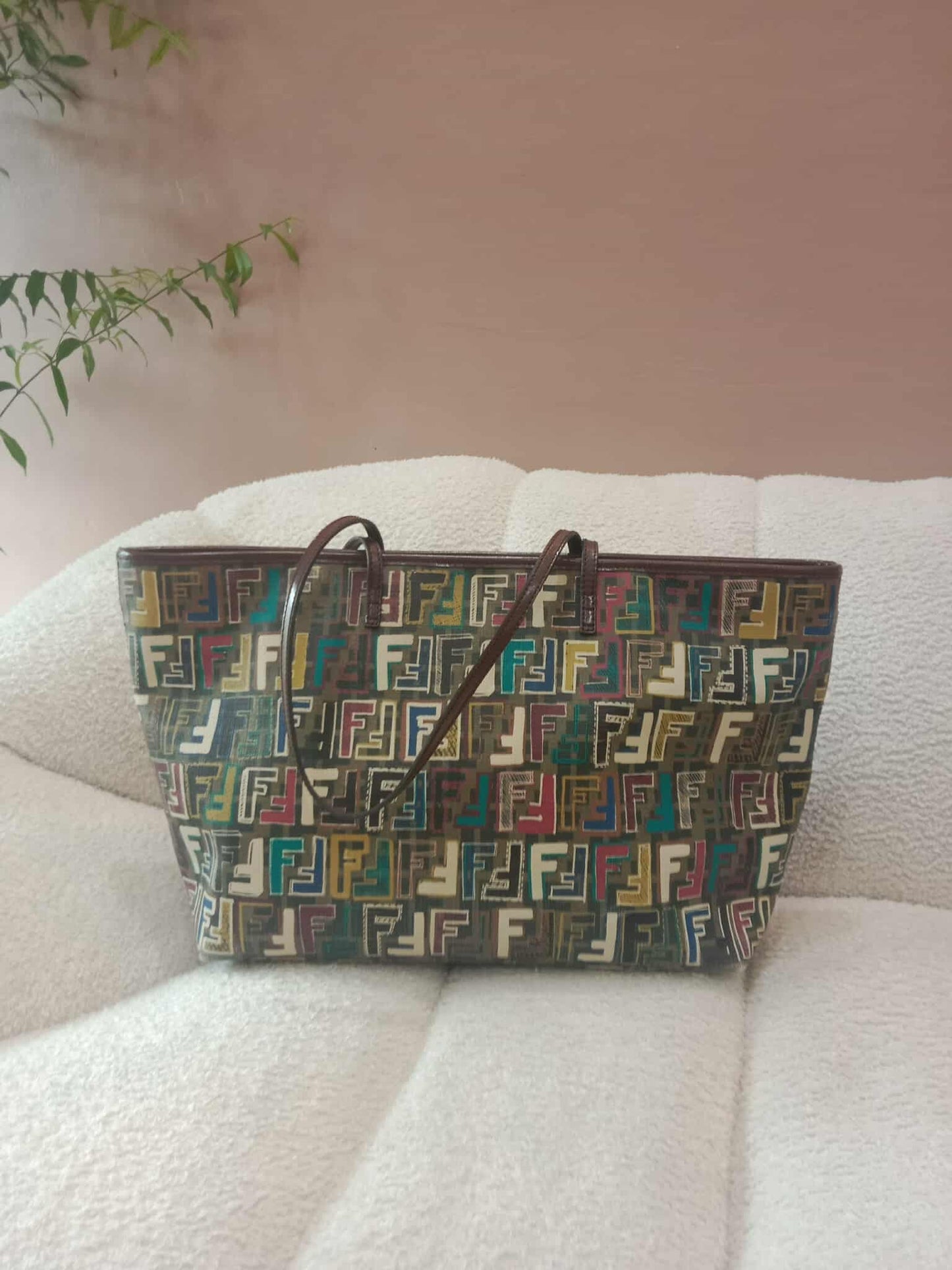 Fendi Multicolor Zucca Spalmati Roll Tote Bag