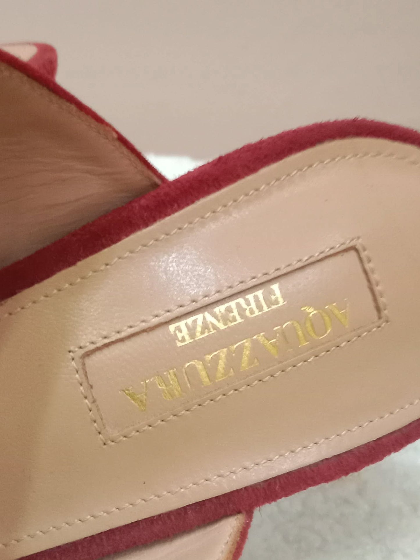 Aquazzura Blossom Suede Pointed Toe Mules Red Size 35.5