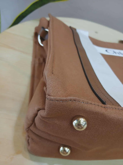 Chloe Sac A Langer Mother's Tote Handbag Canvas/Leather Crimson