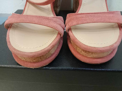 Chanel Sandals Pink Suede 36 1/2