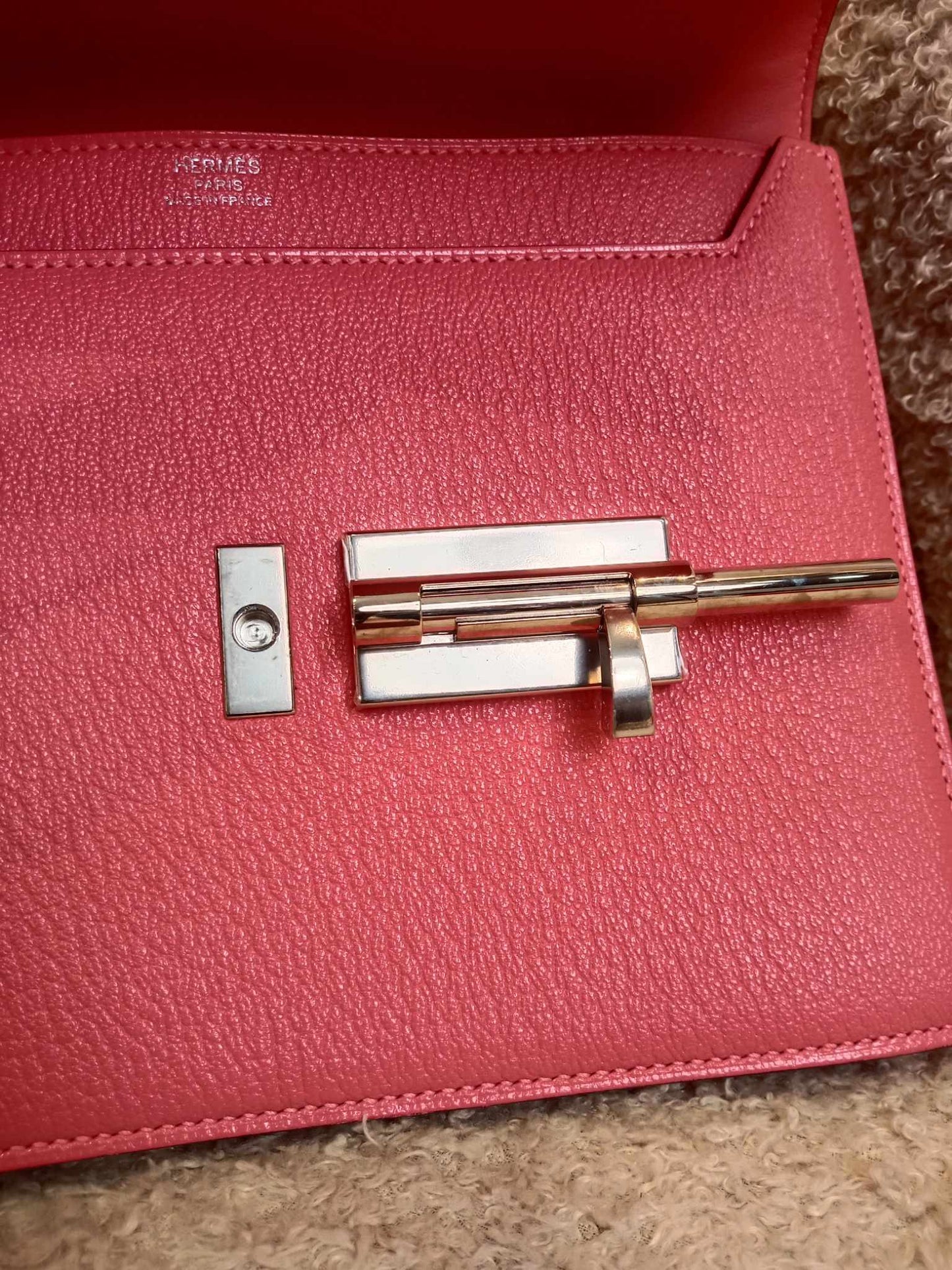 Hermes Verrou Clutch Rose Lipstick Chevre Stamp Y 2021