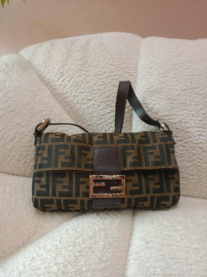 Fendi Zucca Baguette Brown Bag