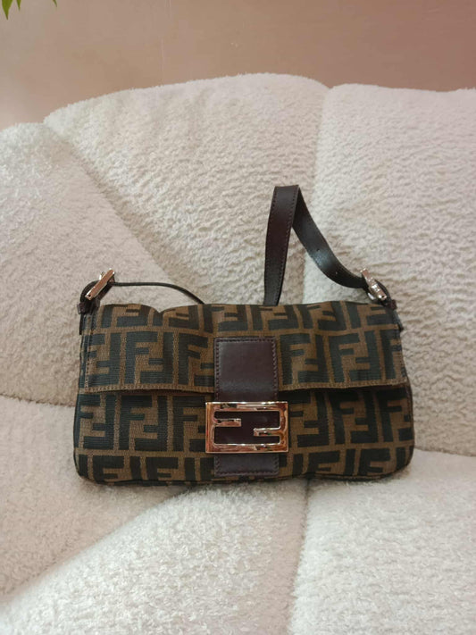 Fendi Zucca Baguette Brown Bag