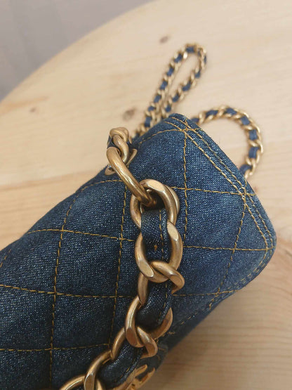 Chanel Denim Mini Flap Bag Microchipped