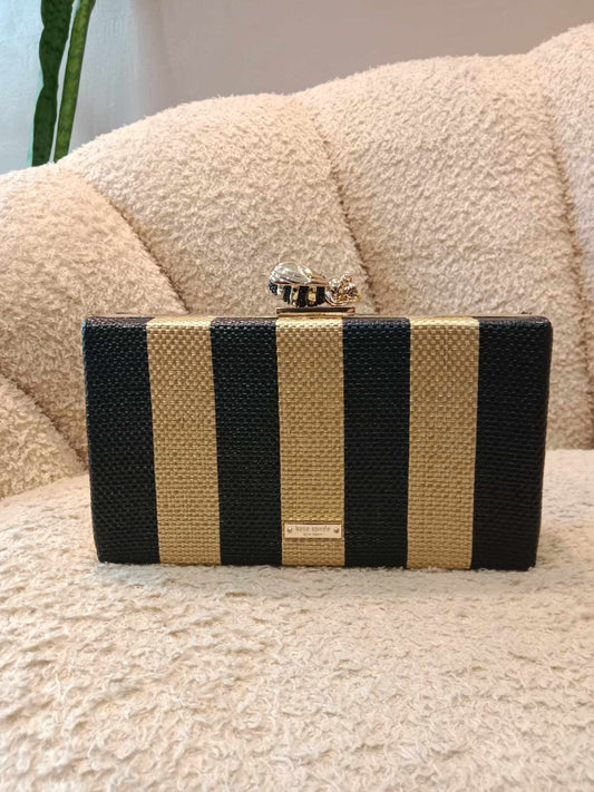 Kate Spade New York Down the Rabbit Hole Bee Clasp Clutch Black/Nat