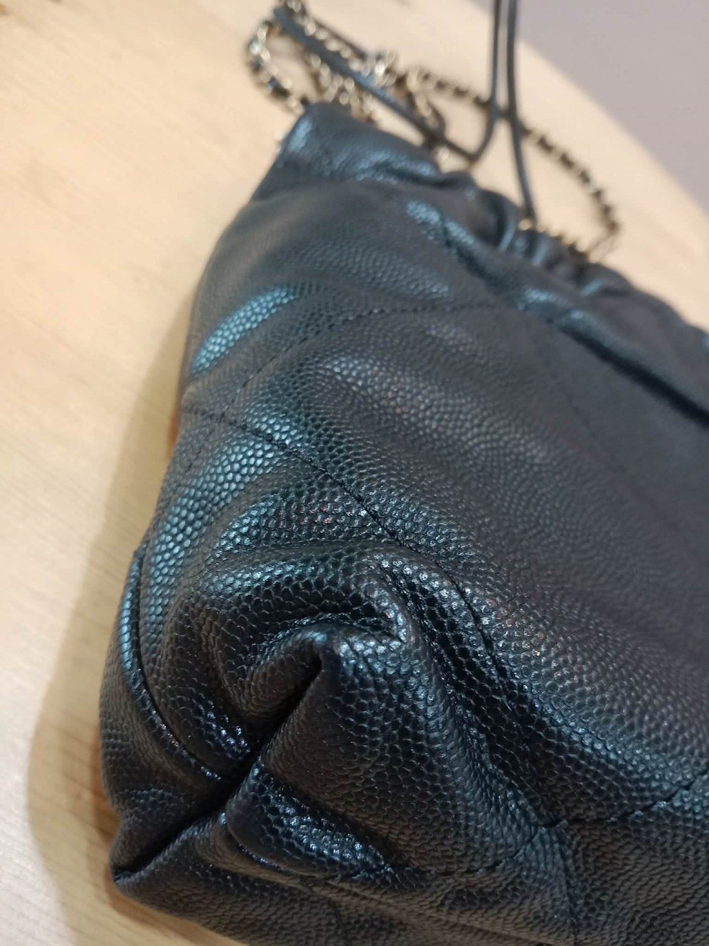 Chanel 22 Shiny Caviar Black Monochrome Mini Microchipped