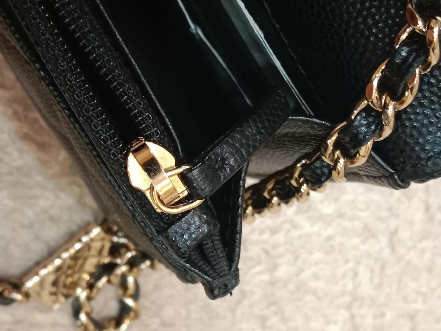 Chanel Classic Wallet on Chain Black Caviar Microchipped