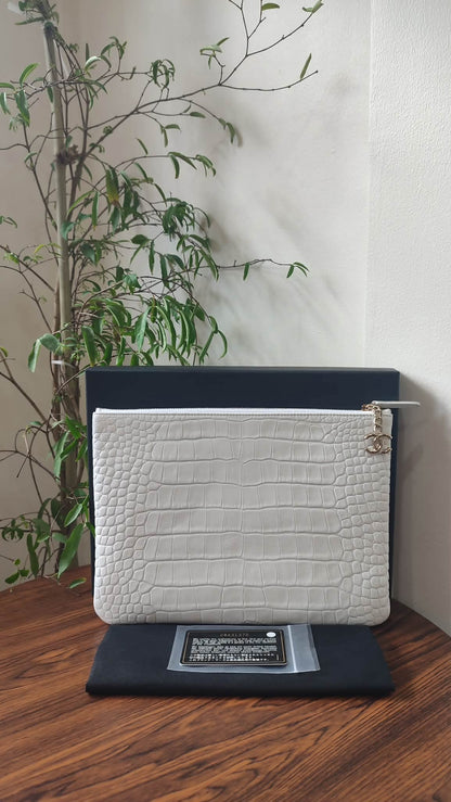 Chanel OCase Croc Embossed White Series 28