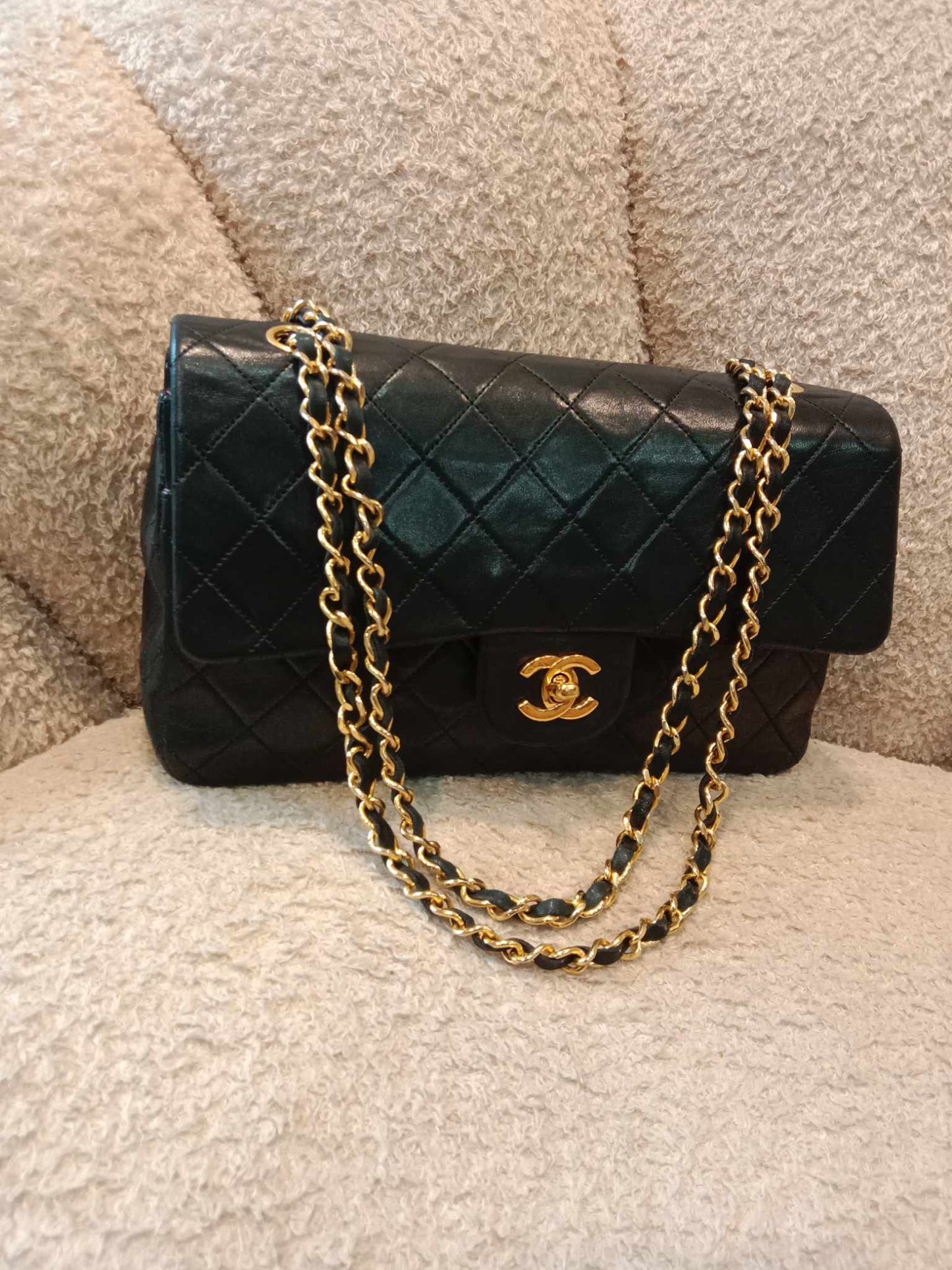 Chanel Vintage Medium Double Flap Lambskin Black Series 1