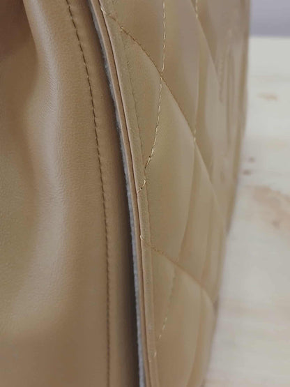 Chanel Diamond CC Chain Brown Caramel Lambskin Flap Bag Series 18