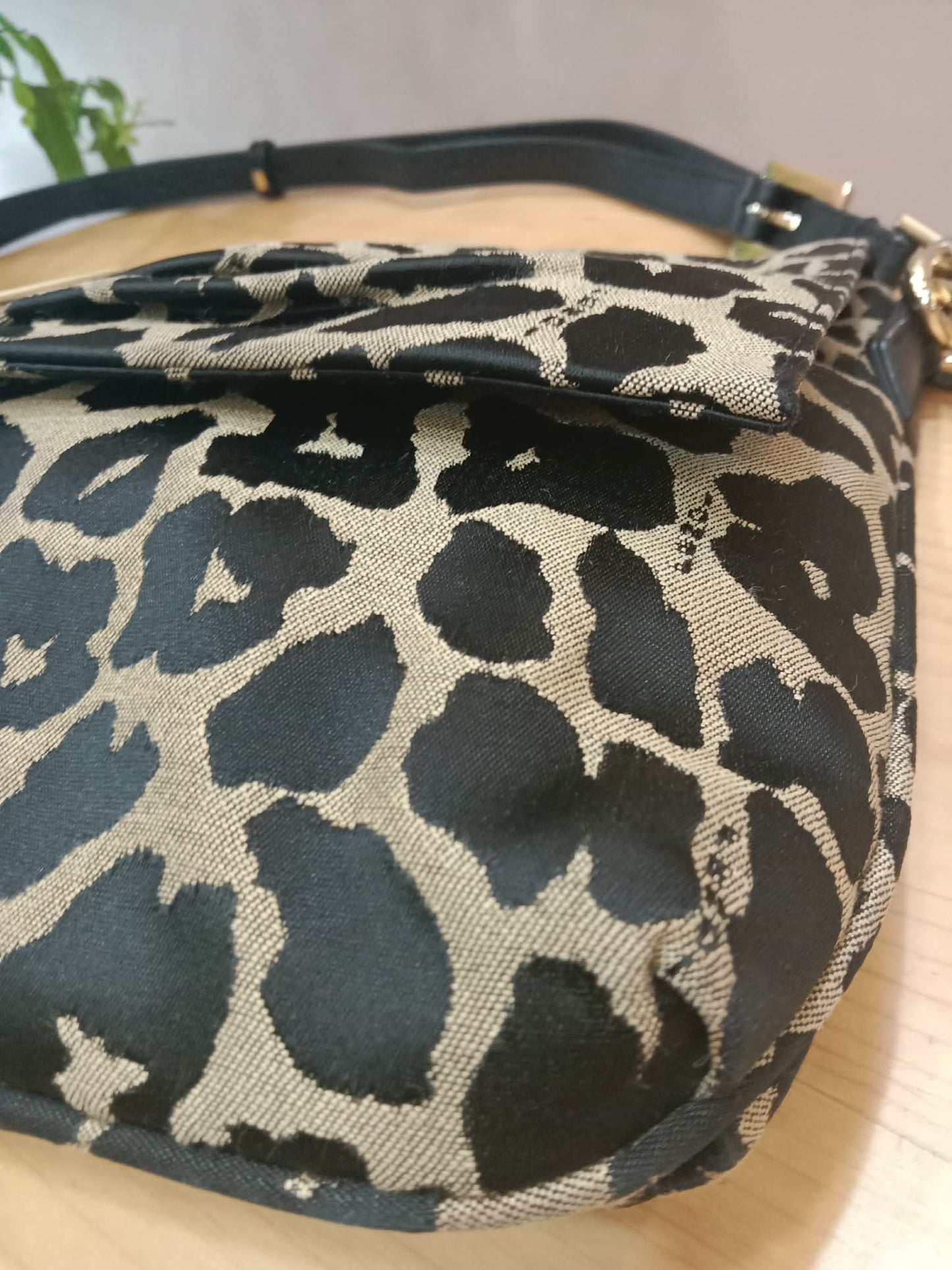Fendi Mia Flap Bag Leopard Print Shoulder Bag