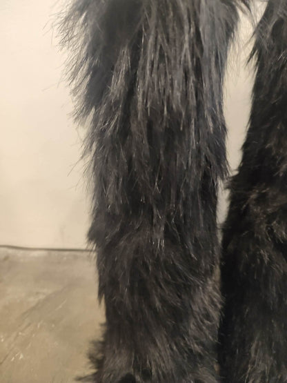Prada Rossa Fur Black Boots Size 35