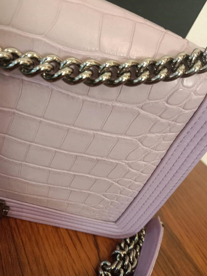 Chanel Boy Flap Wallet on Chain Crocodile Lavender Series 20