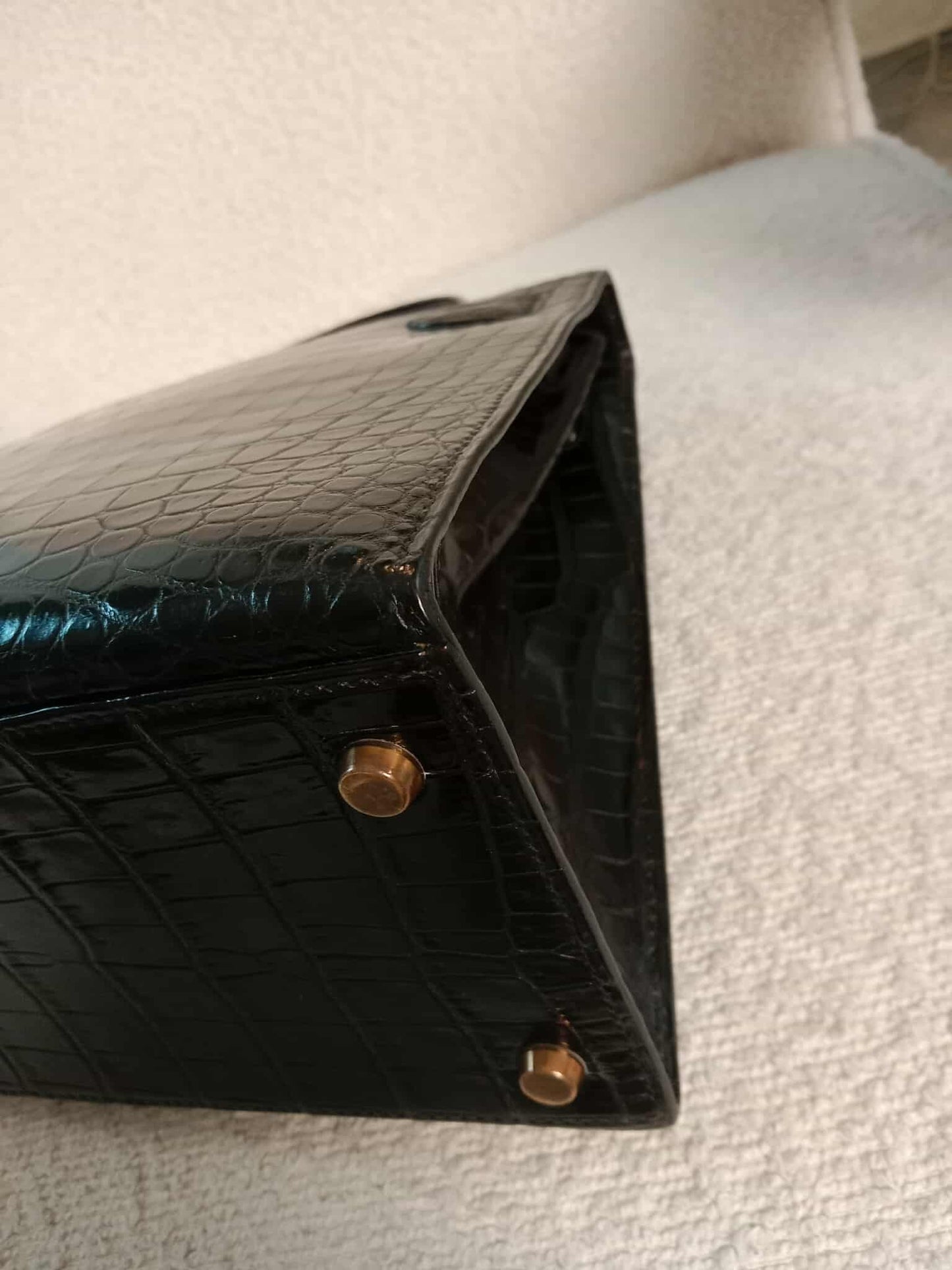 Hermes Kelly 28 Crocodile Noir Stamp S Circle 1989