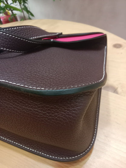 Hermes Halzan 31 Clemence Bicolor Rouge/Pink Stamp B 2023