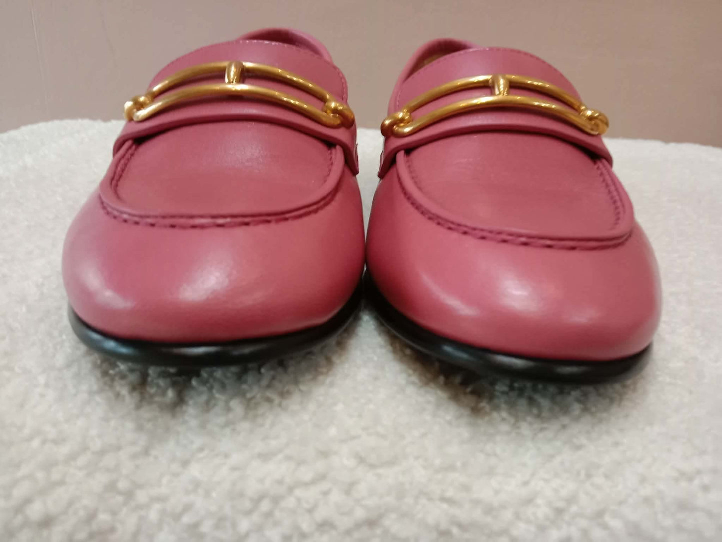 Hermes Colette Loafers Gold-Plated Roulis Size 35 Pink