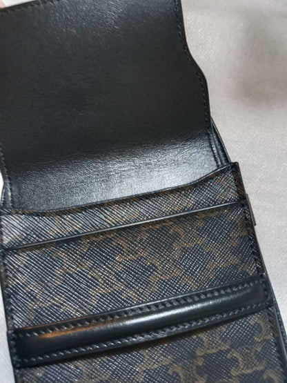 Celine Triomphe Phone Flap Pouch Black-Brown