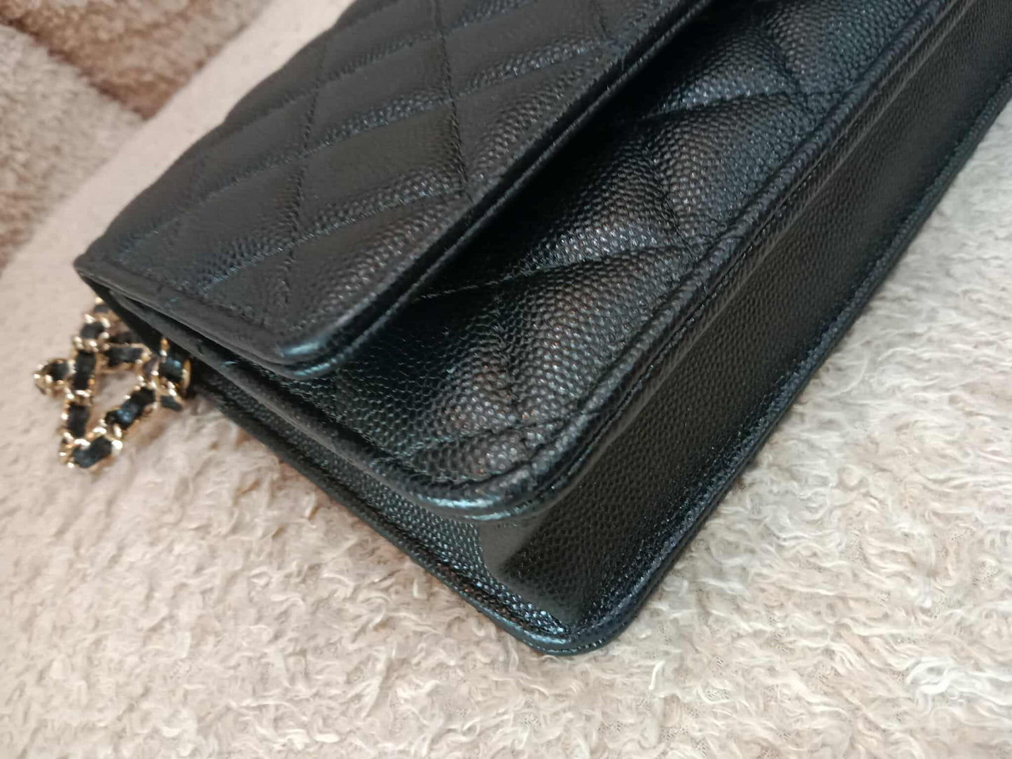Chanel Classic Wallet on Chain Black Caviar Microchipped