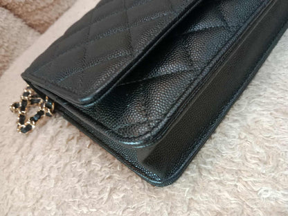 Chanel Classic Wallet on Chain Black Caviar Microchipped
