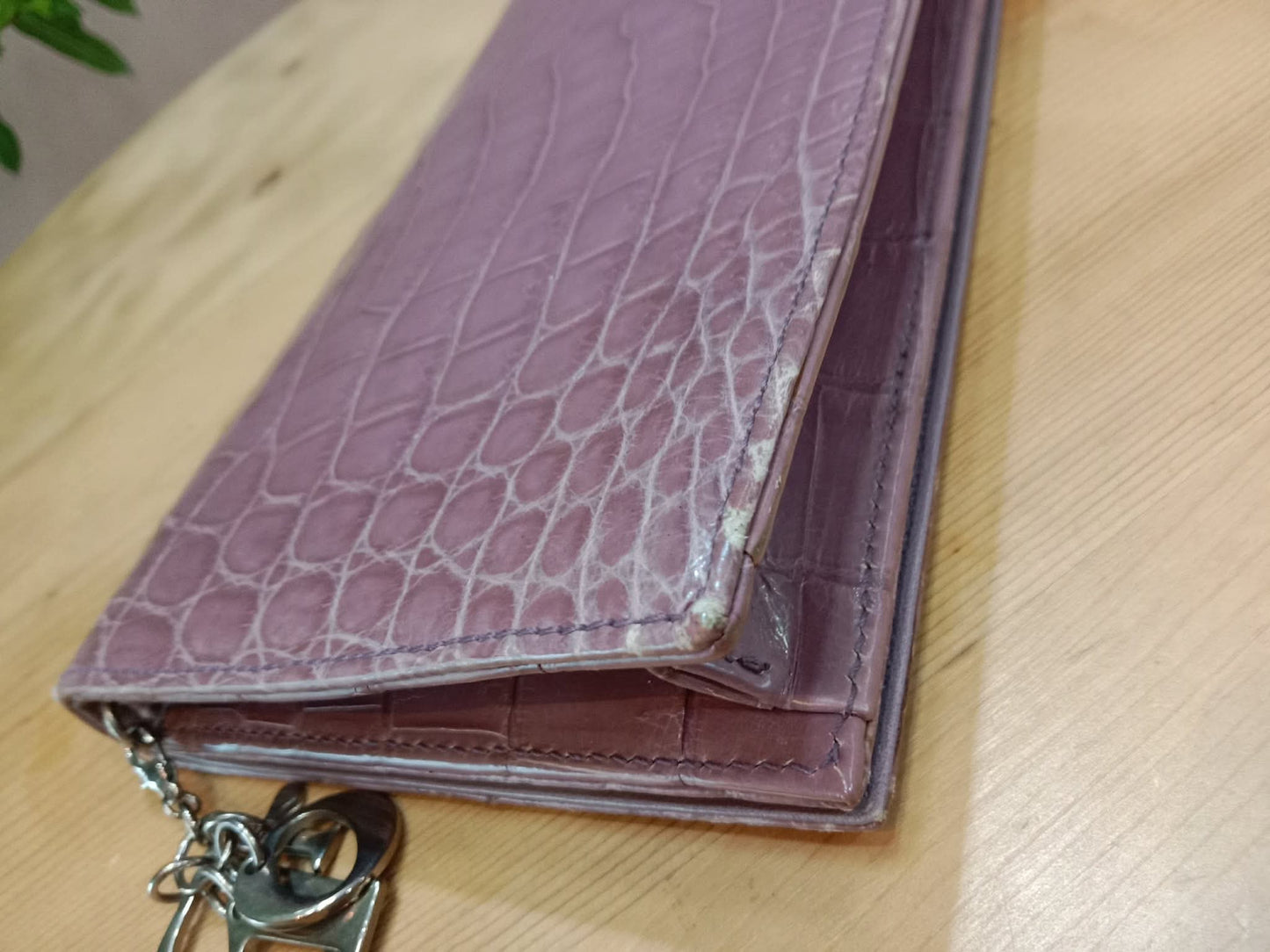 Dior Crocodile Embossed Mauve Clutch