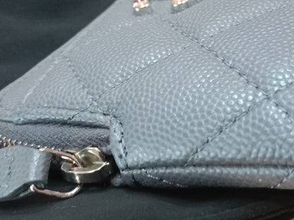 Chanel Quilted Caviar Crystal CC Zipped Coin Purse Dark Grey Diamond Quilted Multicolored Crystal Embellished CC Logo Microchipped