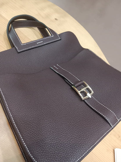 Hermes Halzan 31 Clemence Bicolor Rouge/Pink Stamp B 2023