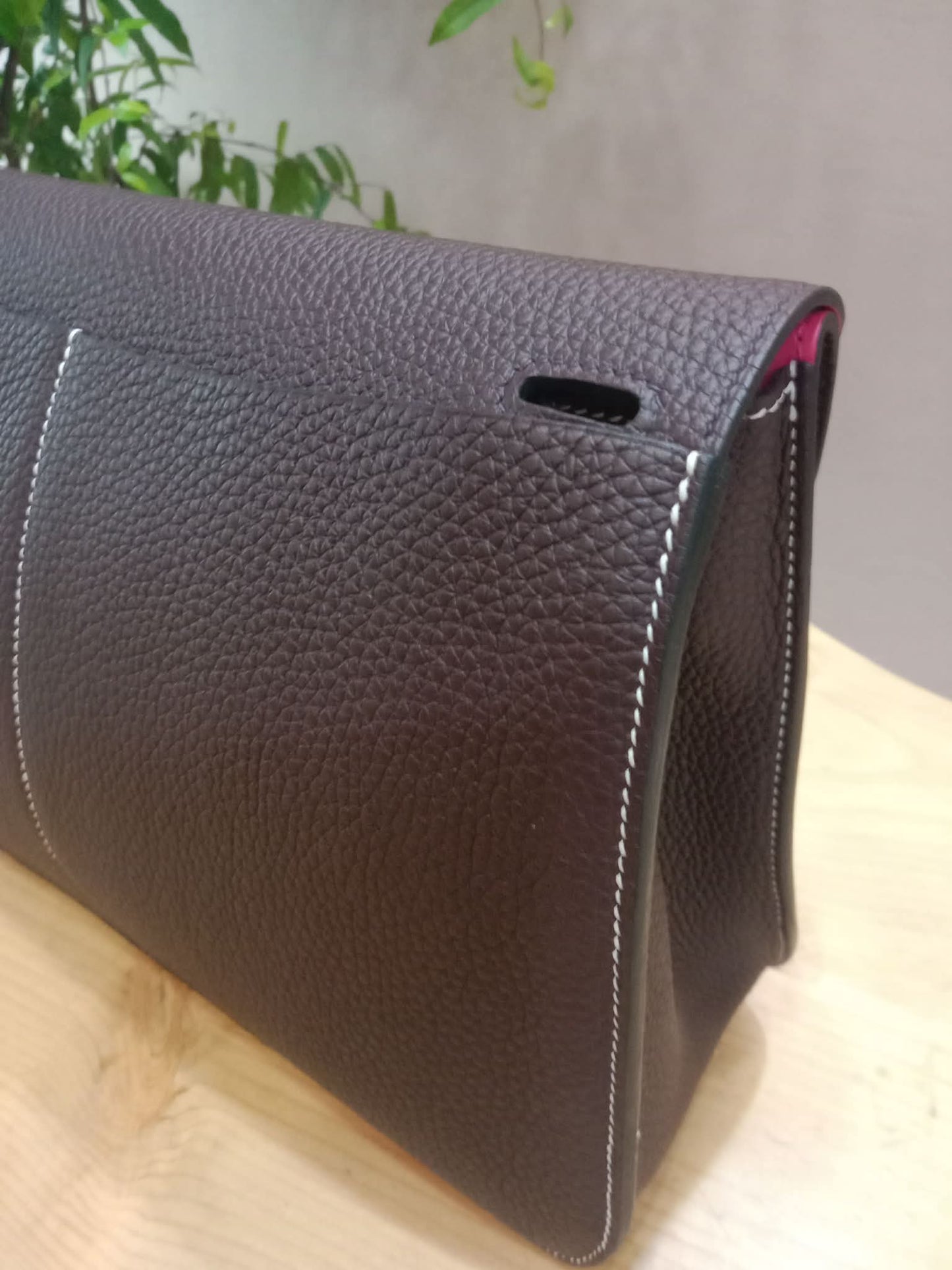Hermes Halzan 31 Clemence Bicolor Rouge/Pink Stamp B 2023