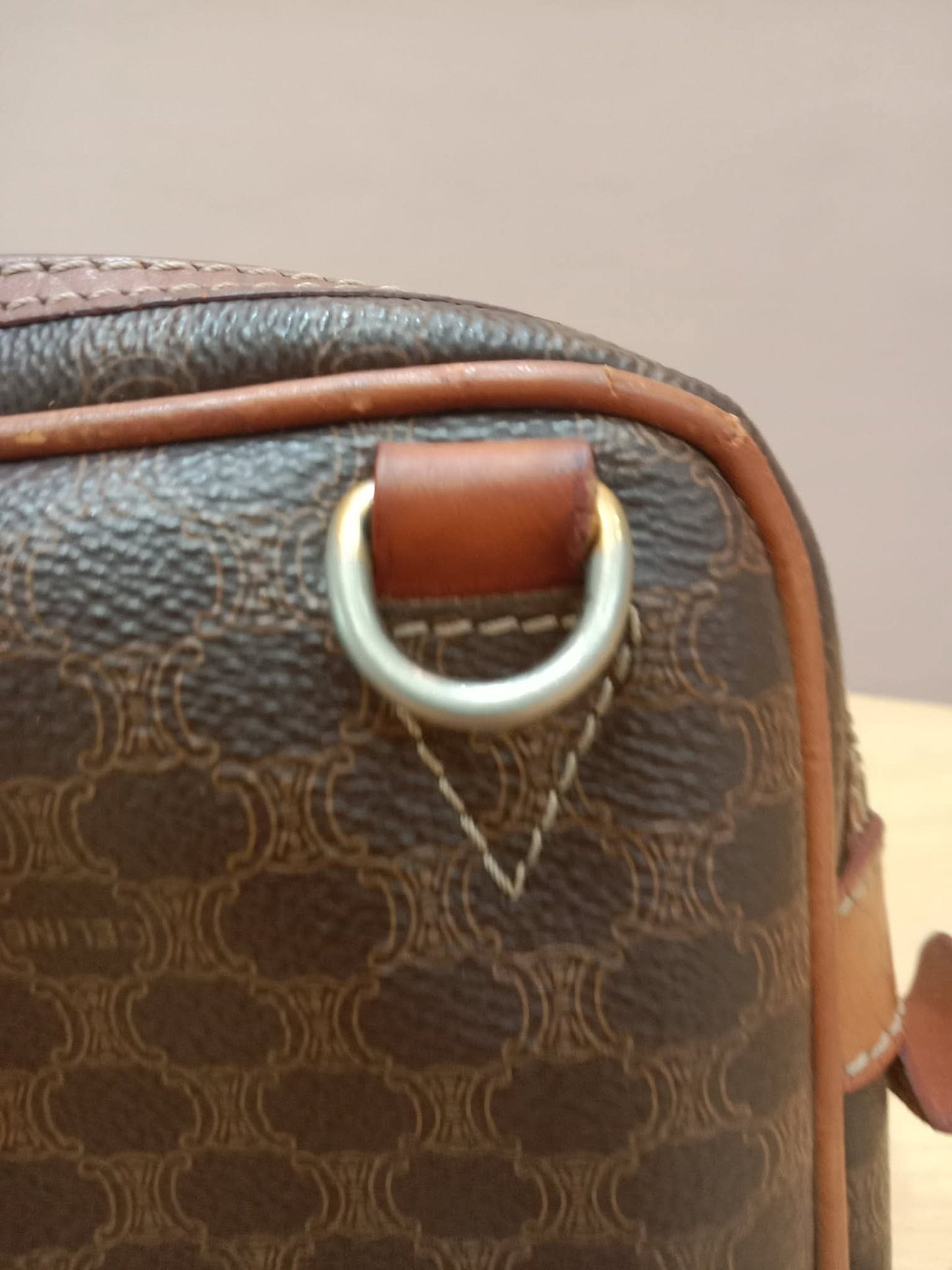 Celine Macadam Coated Canvas Camera Bag Brown