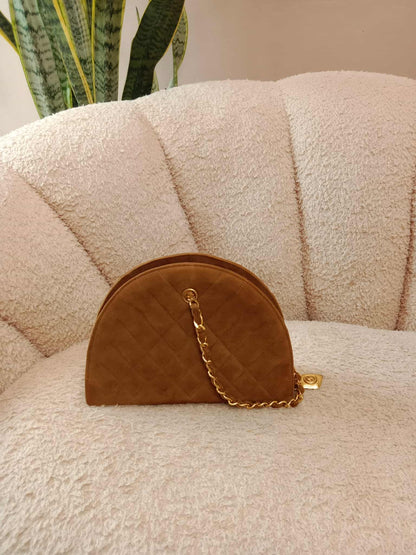 Chanel Vintage Suede Moon Bag Series 1