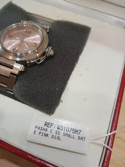 Cartier Pasha C Watch 35mm Stainless Case Pink Dial Arabic Numerals