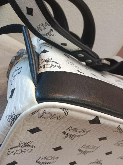 MCM Stark Side Studs Backpack Black and White