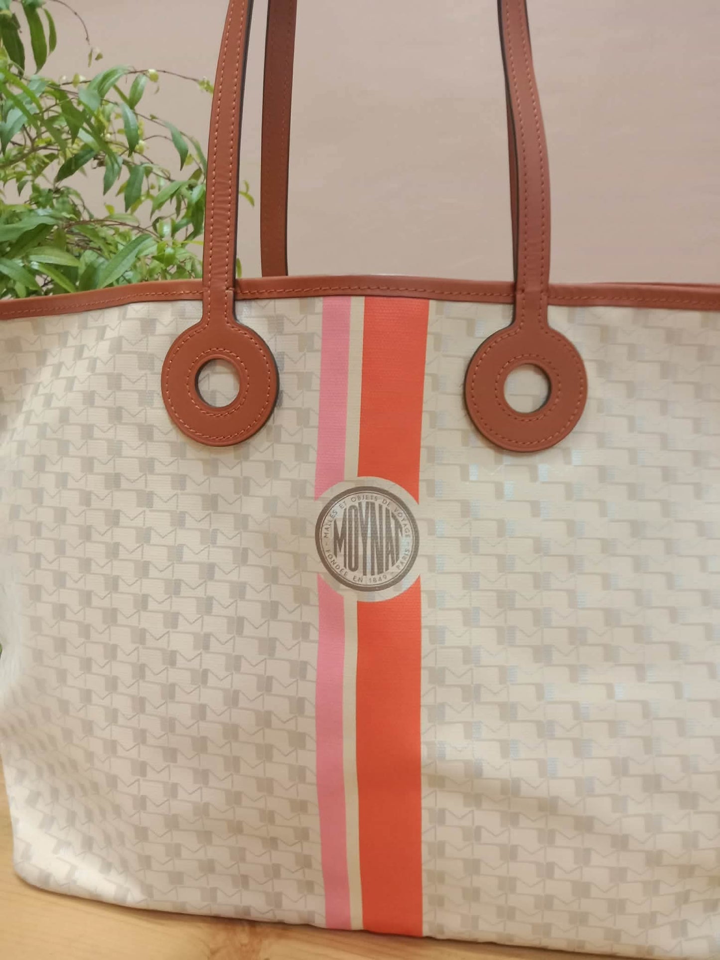 Moynat Paris Oh! Tote Ruban Monogram Canvas Beige