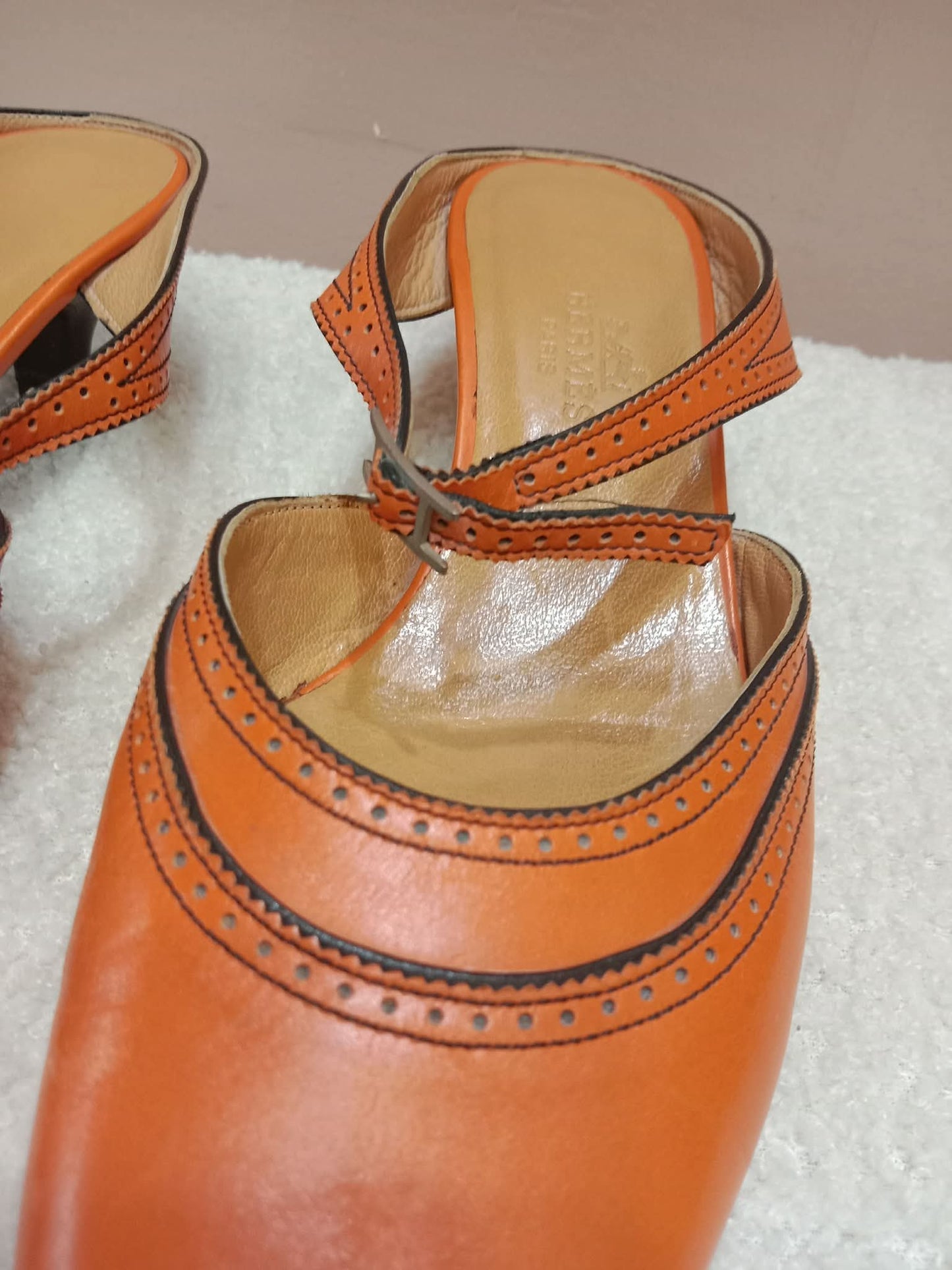 Hermes Slingback Mules Orange size 36