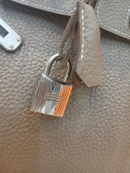 Hermes Birkin 25 Etoupe Clemence Stamp A 2017