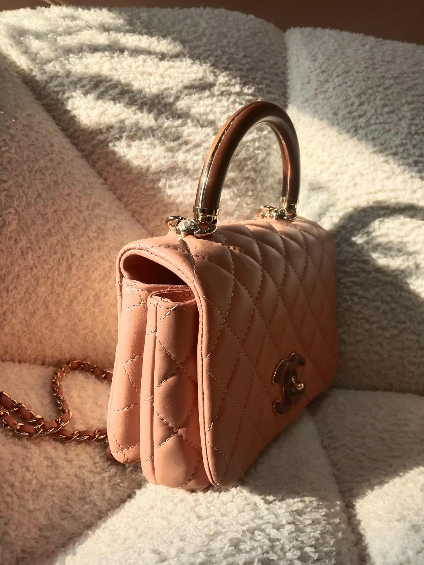 Chanel Mini Seasonal Wood Top Handle Flap Bag Peach Series 26