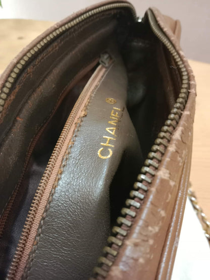 Chanel Vintage Camera Bag Lambskin Brown Series 0
