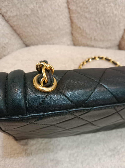 Chanel Vintage Chain Tassel Flap Bag Black Lambskin Series 0
