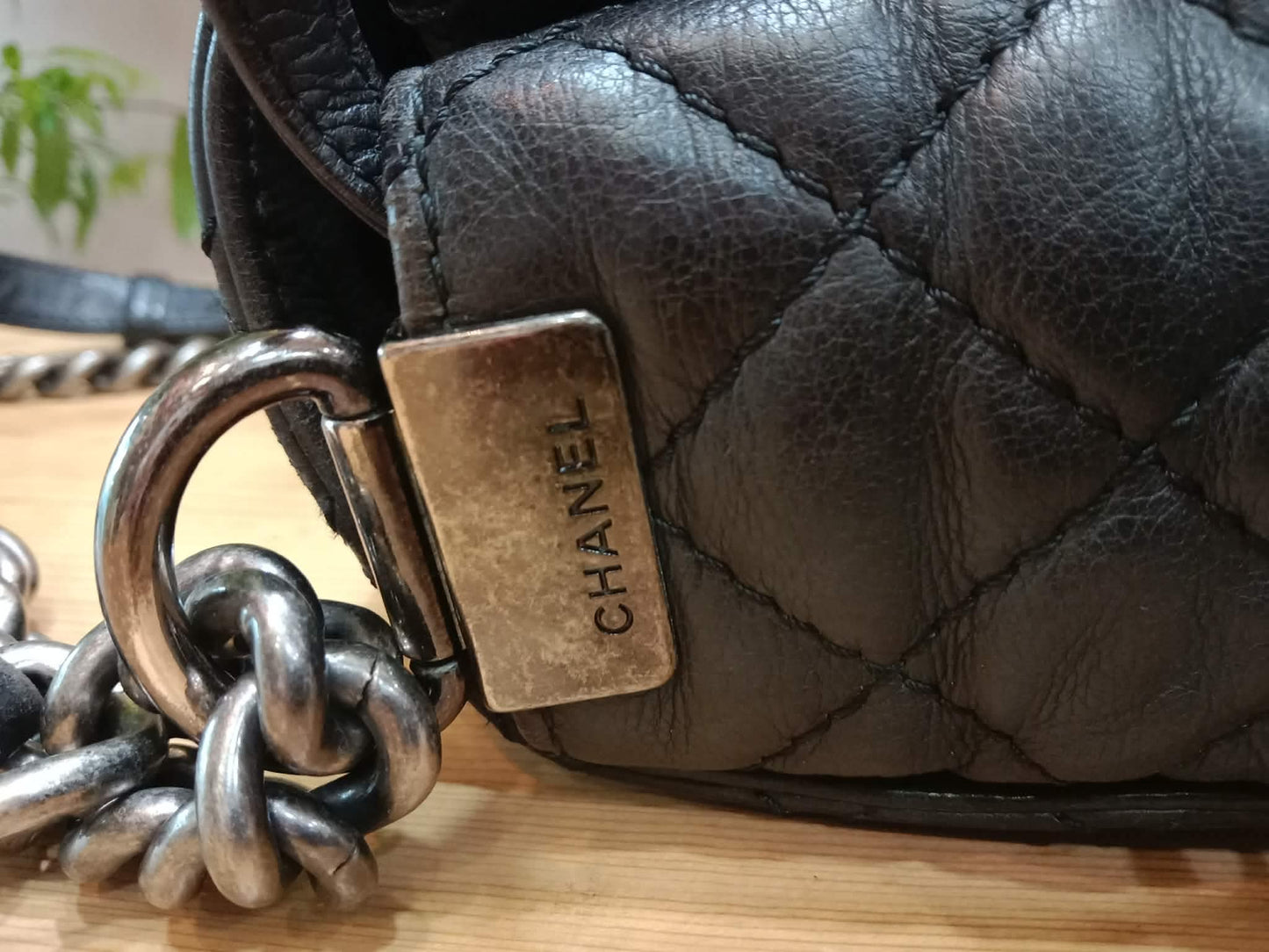Chanel Boy Reverso Flap Bag Quilted Borders Antique Silver Hardware Series 18