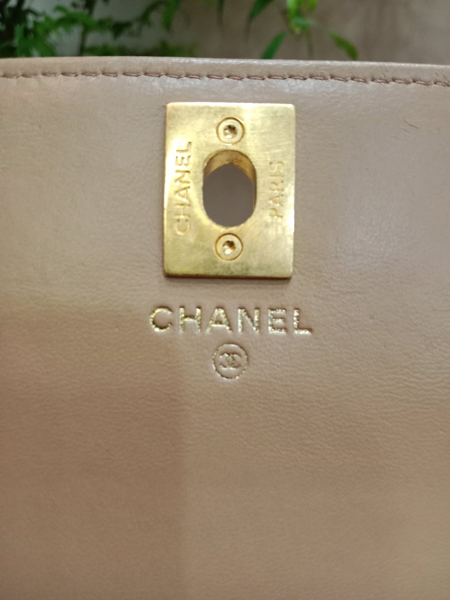Chanel Quilted Wallet On Chain Lambskin Beige Microchipped